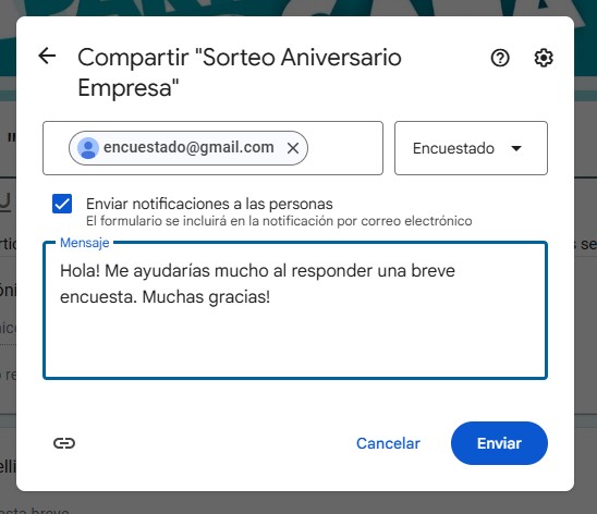 Enviar encuesta en Google Forms