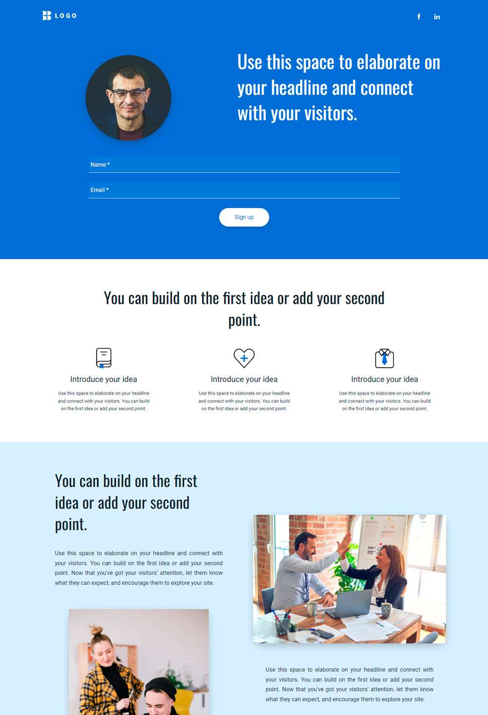 Plantilla para landing page de GetResponse