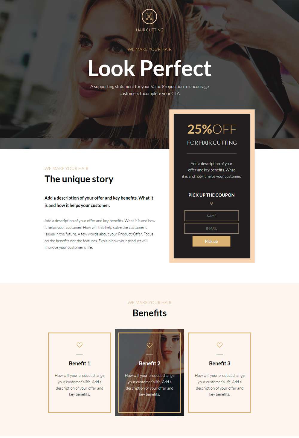 Plantilla para landing page Hairdresser