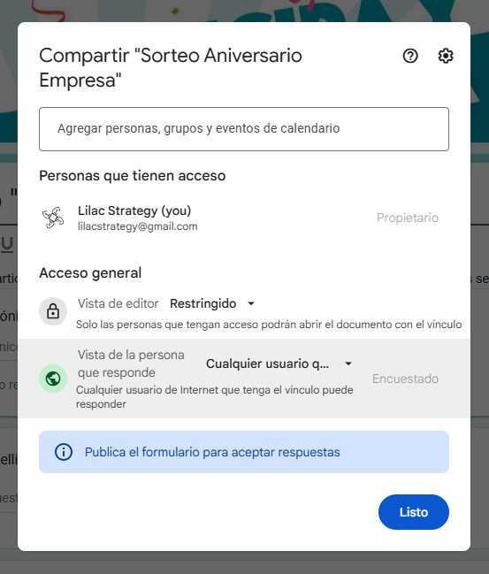 Publicar formulario de Google