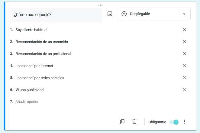 google form pregunta escala lineal