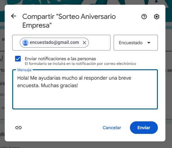 Enviar encuesta en Google Forms