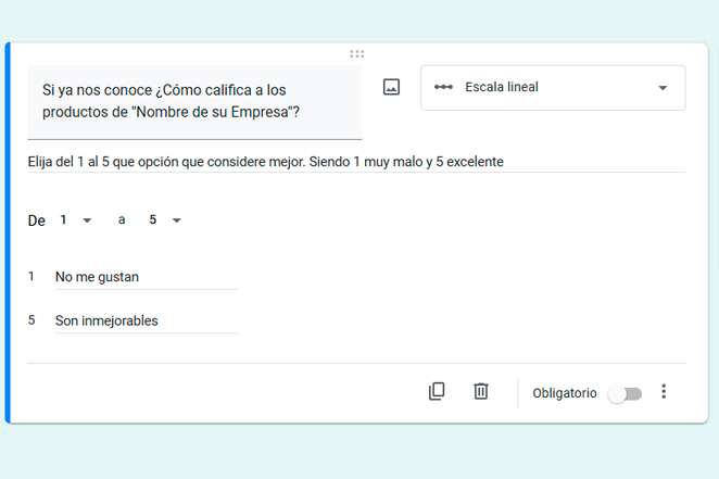 google form pregunta escala lineal edicion